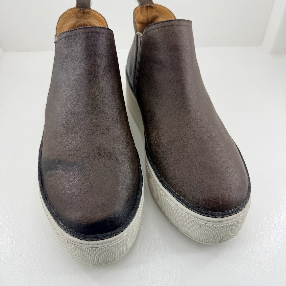 J/Slides Mika Platform Chelsea Sneaker Booties Womens 8.5 Brown Leather Slip On - Picture 4 of 11
